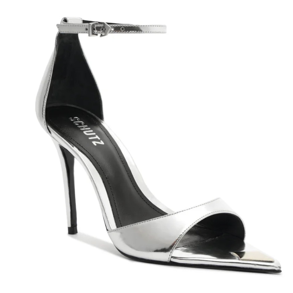 Schutz Pamela Heels Silver Claro Shoes Stilettos Party Revolve New Sz 5.5